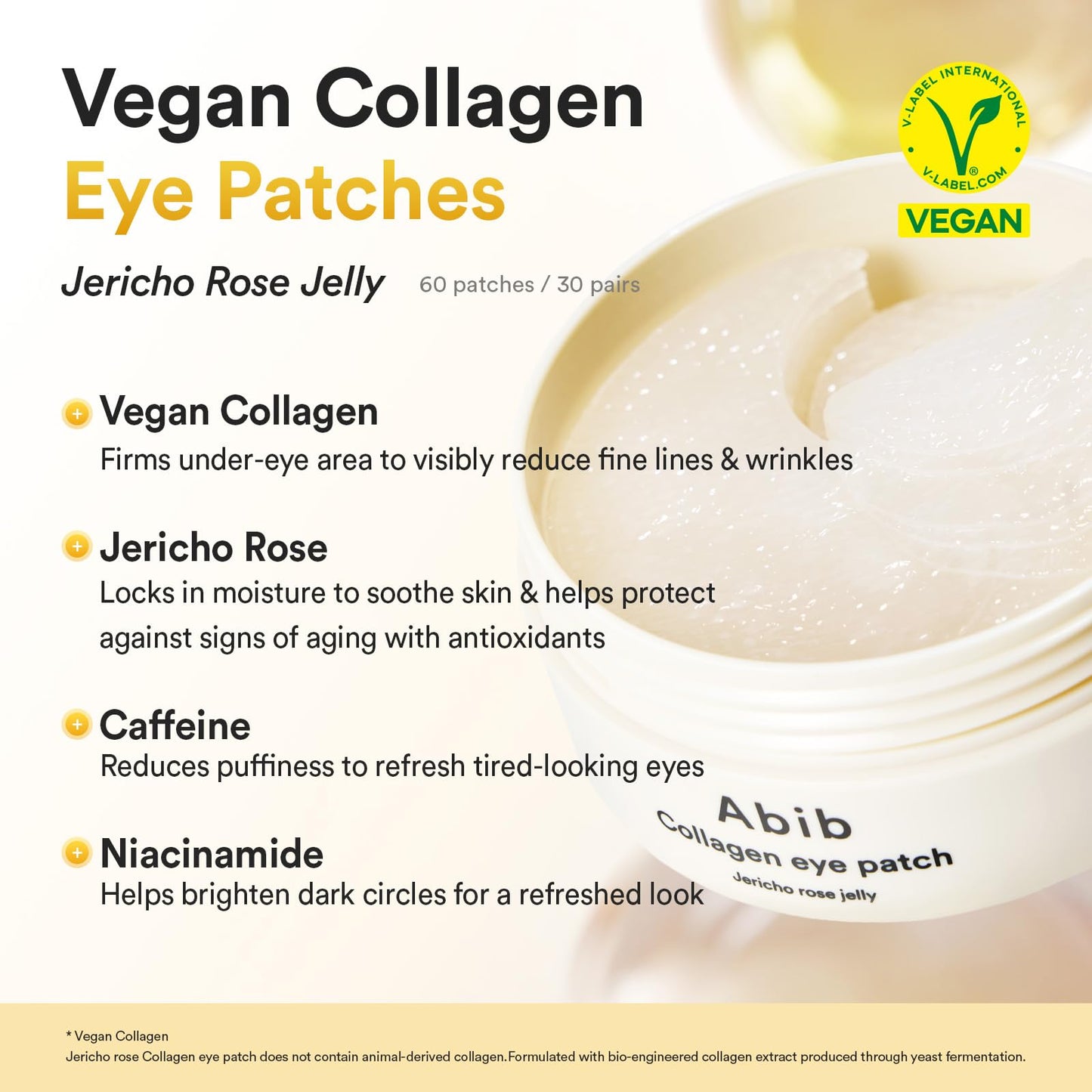 30 DAY MONEYBACK GUARANTEE Abib Vegan Collagen Eye Patches